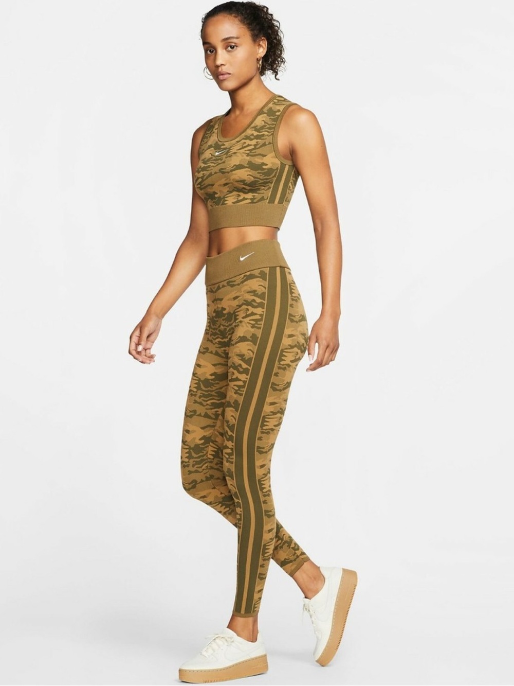 Nike Women’s Camo Leggings & Tank Set - Tan & Olive - Picture 3 of 4
